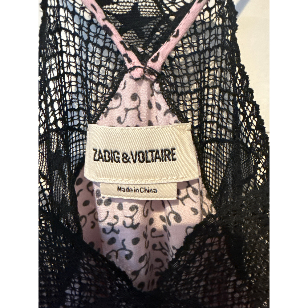 Women's Zadig & Voltaire Pink & Black Lace Trim Maxi Dress S - Picture 3 of 7